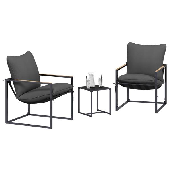 Gartensofa-set 3 stk. Schwarz und Anthrazit Stahl