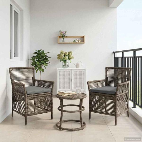 ARDEBO.de - Gartenstuhl 2 stk. Grau und Dunkelgrau Poly-Rattan