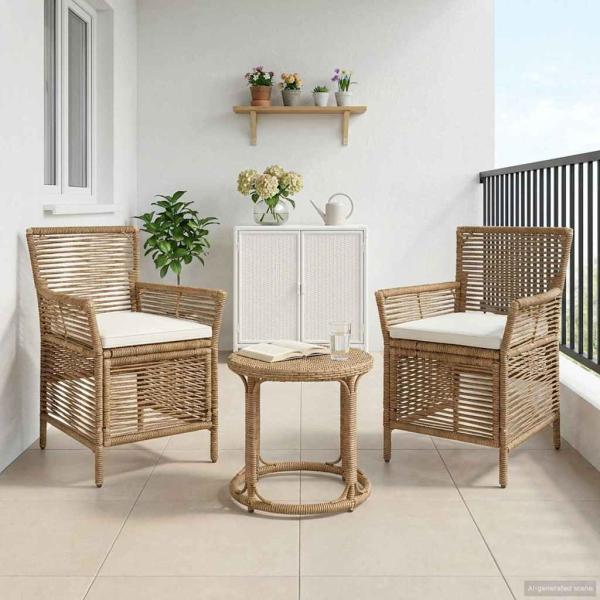 ARDEBO.de - Gartenstuhl 2 stk. Beige und Creme Poly-Rattan