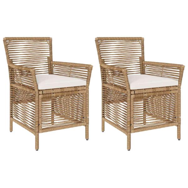 Gartenstuhl 2 stk. Beige und Creme Poly-Rattan