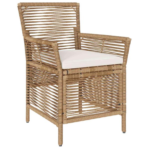 Gartenstuhl 2 stk. Beige und Creme Poly-Rattan