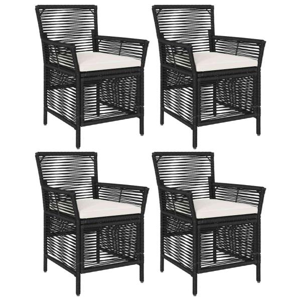 Gartenstuhl 4 stk. Schwarz und Creme Poly-Rattan