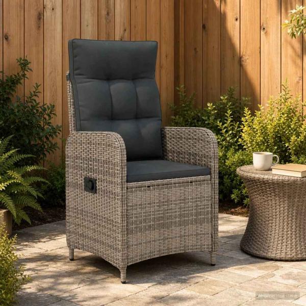 ARDEBO.de - Verstellbarer Gartenstuhl Grau und Dunkelgrau