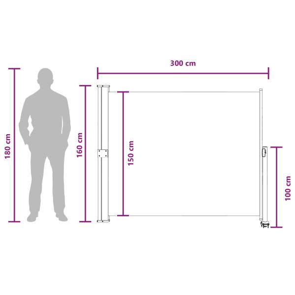 Seitenmarkise 160 x 300 cm 100% Polyester Eisen Stahl