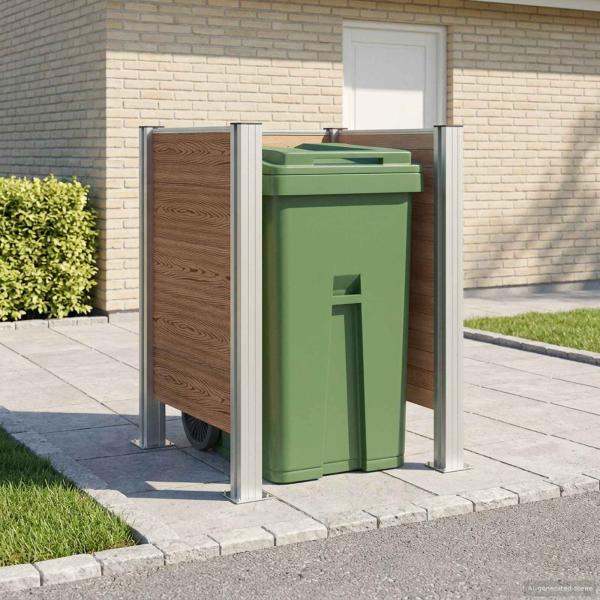 ARDEBO.de - Mülltonnenzaun Braun 85 x 85 x 115 cm Aluminium und WPC