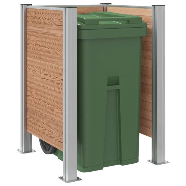 Mülltonnenzaun Braun 85 x 85 x 115 cm Aluminium und WPC