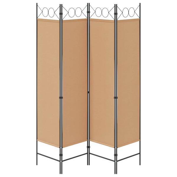 4-teiliger Raumteiler Beige 160 x 180 cm Stoff