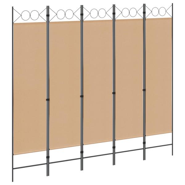 ARDEBO.de - 5-teiliger Raumteiler Beige 200 x 180 cm Stoff