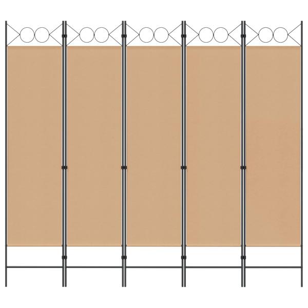 5-teiliger Raumteiler Beige 200 x 180 cm Stoff