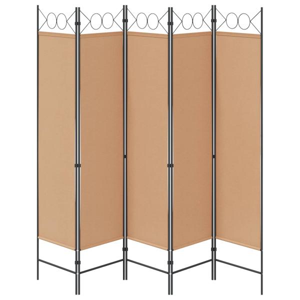 5-teiliger Raumteiler Beige 200 x 180 cm Stoff