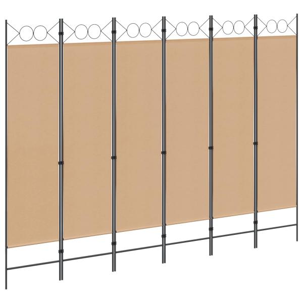 ARDEBO.de - 6-teiliger Raumtrenner Beige 240 x 180 cm Stoff