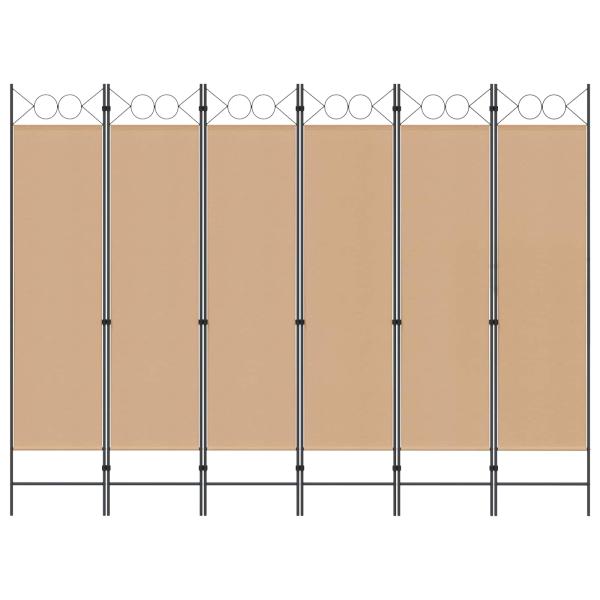 6-teiliger Raumtrenner Beige 240 x 180 cm Stoff