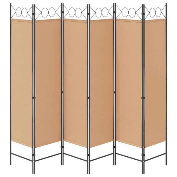 6-teiliger Raumtrenner Beige 240 x 180 cm Stoff