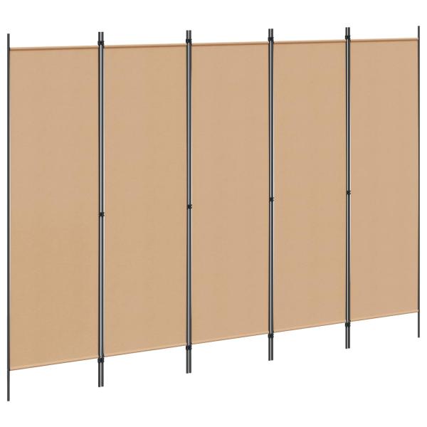 ARDEBO.de - 5-teiliger Raumteiler Beige 250 x 180 cm Stoff