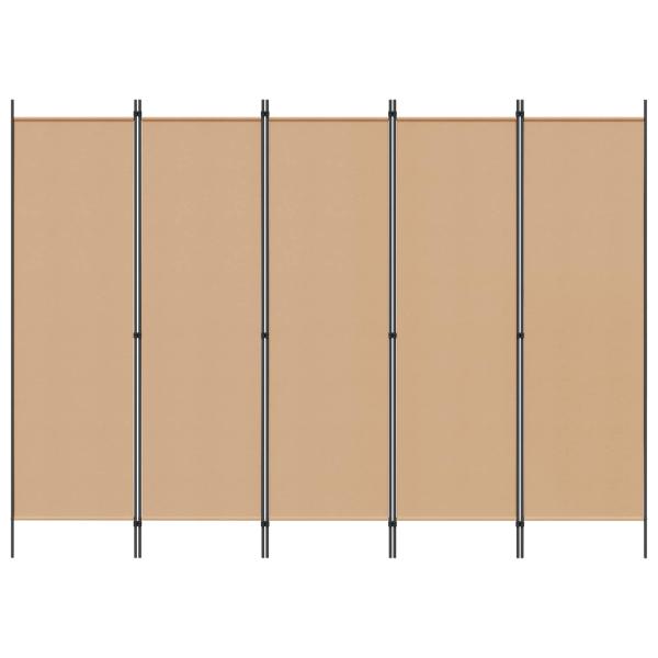 5-teiliger Raumteiler Beige 250 x 180 cm Stoff