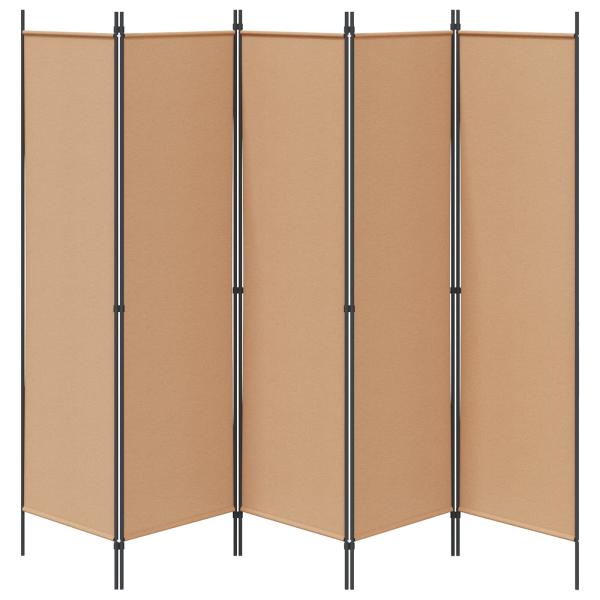 5-teiliger Raumteiler Beige 250 x 180 cm Stoff