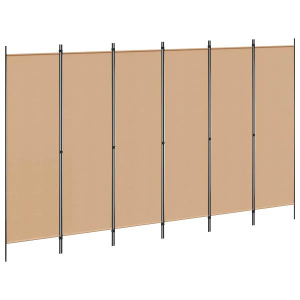 ARDEBO.de - 6-teiliger Raumtrenner Beige 300 x 180 cm Stoff