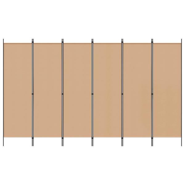 6-teiliger Raumtrenner Beige 300 x 180 cm Stoff