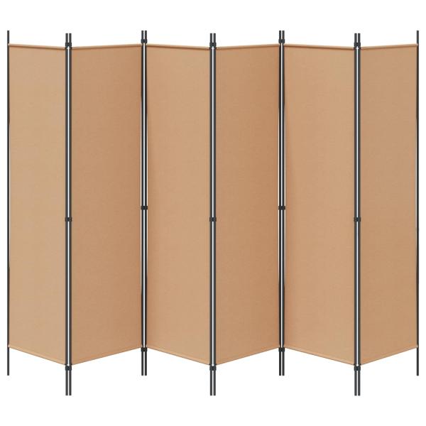 6-teiliger Raumtrenner Beige 300 x 180 cm Stoff