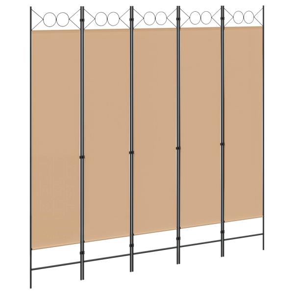 5-teiliger Raumteiler Beige 200 x 200 cm Stoff