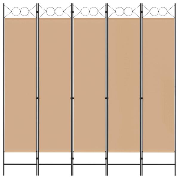 5-teiliger Raumteiler Beige 200 x 200 cm Stoff