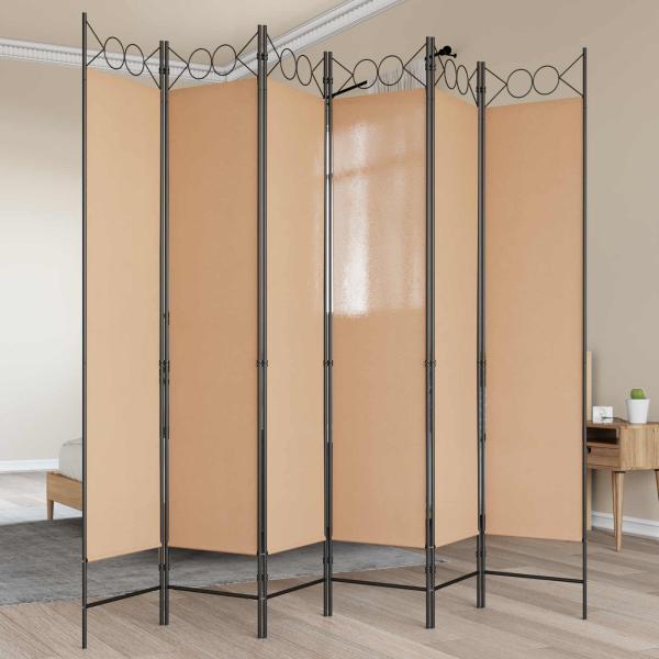 ARDEBO.de - 6-teiliger Raumtrenner Beige 240 x 200 cm Stoff