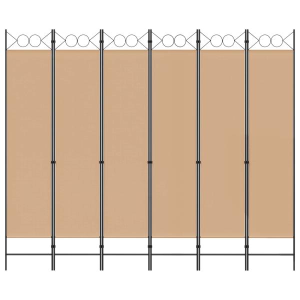 6-teiliger Raumtrenner Beige 240 x 200 cm Stoff