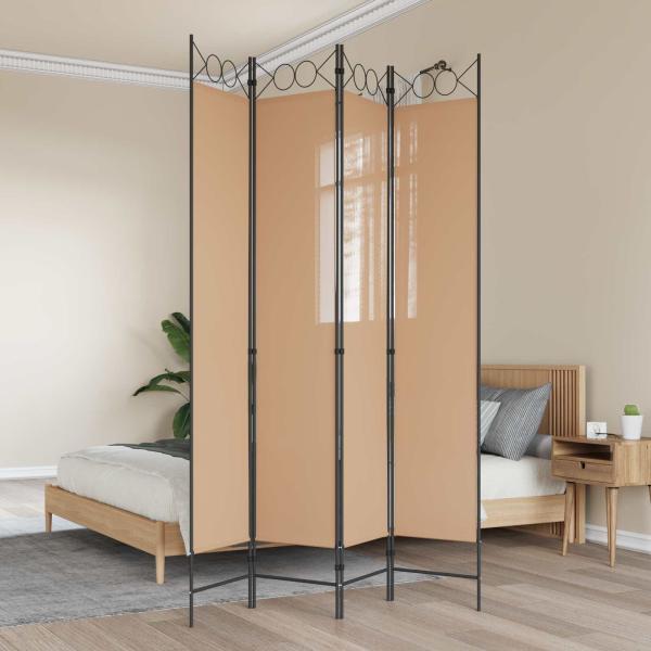 ARDEBO.de - 4-teiliger Raumteiler Beige 160 x 220 cm Stoff
