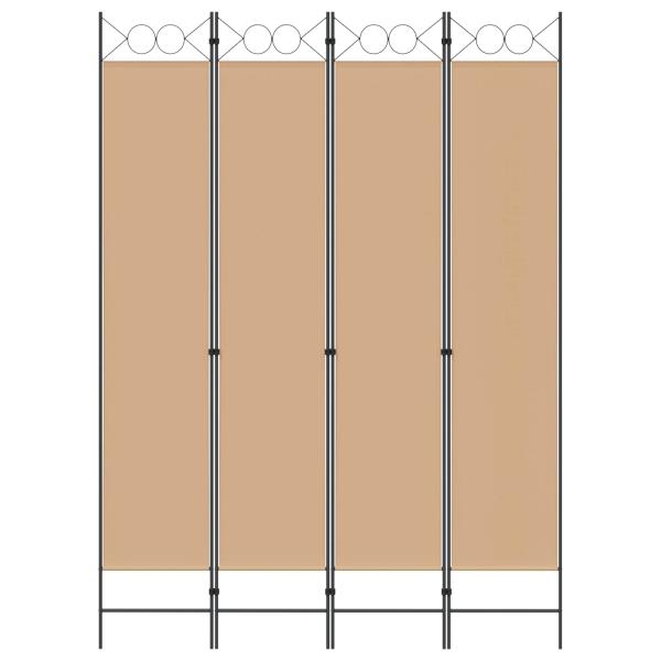 4-teiliger Raumteiler Beige 160 x 220 cm Stoff