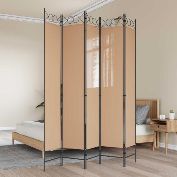 ARDEBO.de - 5-teiliger Raumteiler Beige 200 x 220 cm Stoff