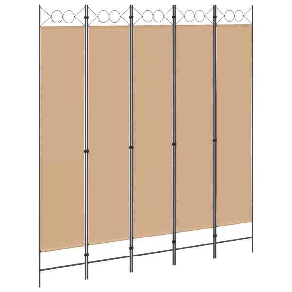 5-teiliger Raumteiler Beige 200 x 220 cm Stoff