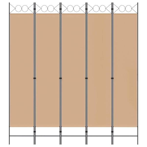 5-teiliger Raumteiler Beige 200 x 220 cm Stoff