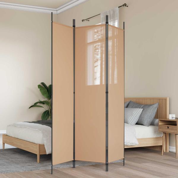 ARDEBO.de - 3-teiliger Raumteiler Beige 150 x 200 cm Stoff