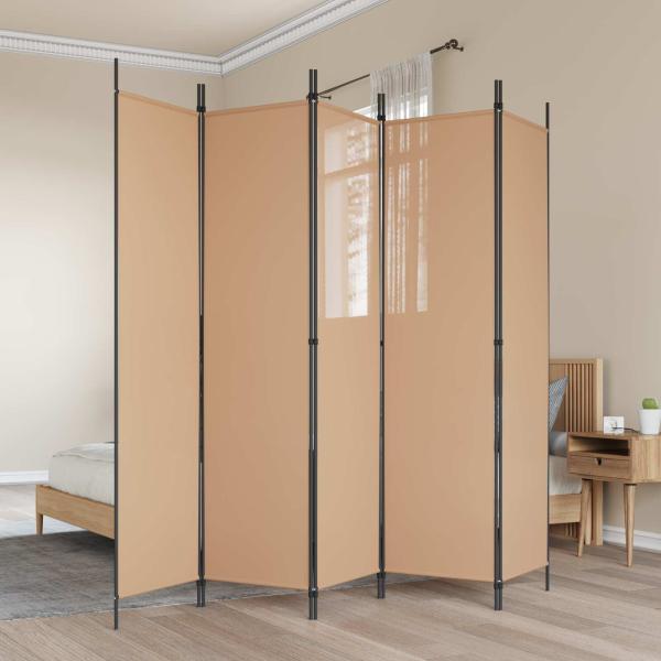 ARDEBO.de - 5-teiliger Raumteiler Beige 250 x 200 cm Stoff