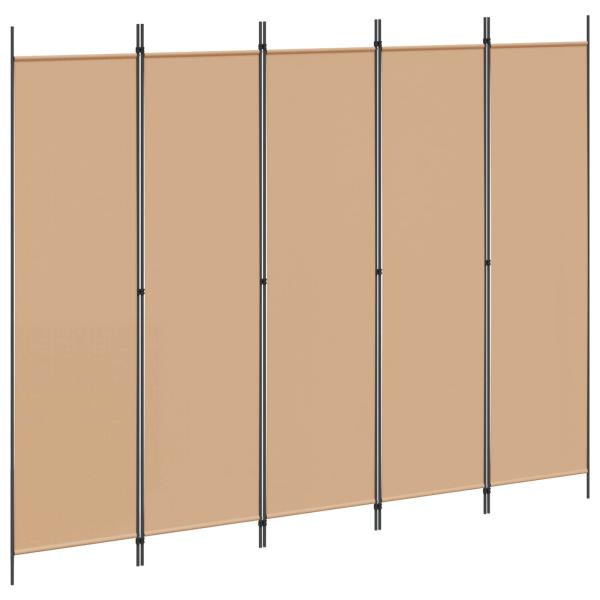 5-teiliger Raumteiler Beige 250 x 200 cm Stoff