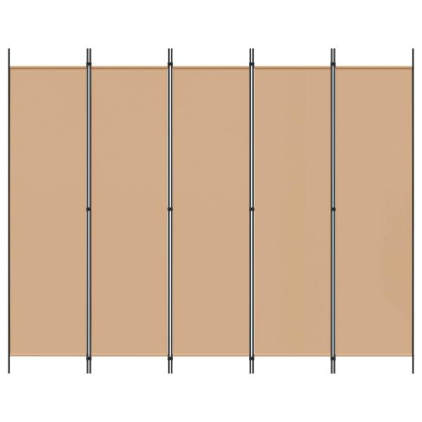 5-teiliger Raumteiler Beige 250 x 200 cm Stoff