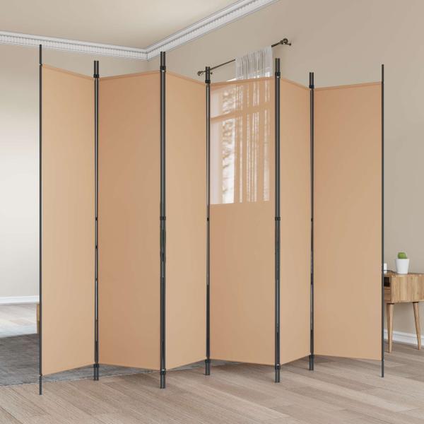 ARDEBO.de - 6-teiliger Raumtrenner Beige 300 x 200 cm Stoff