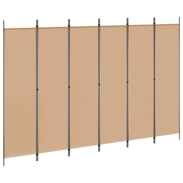 6-teiliger Raumtrenner Beige 300 x 200 cm Stoff