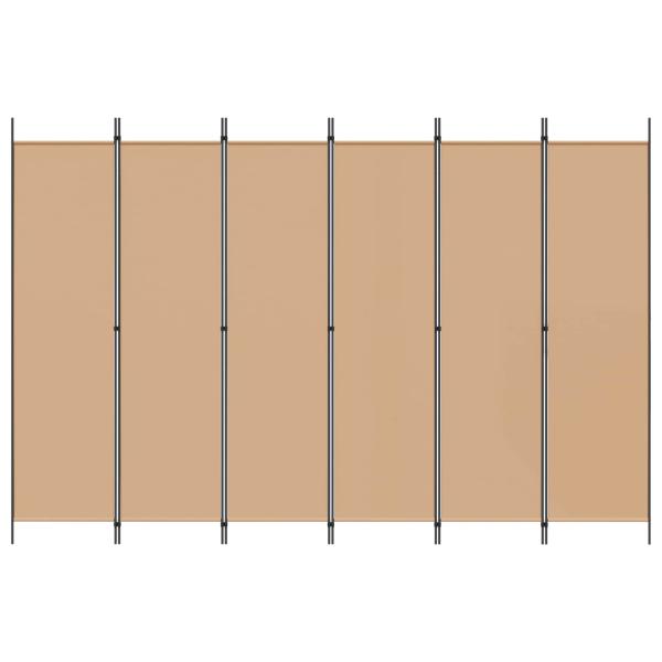 6-teiliger Raumtrenner Beige 300 x 200 cm Stoff