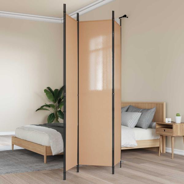 ARDEBO.de - 3-teiliger Raumteiler Beige 150 x 220 cm Stoff