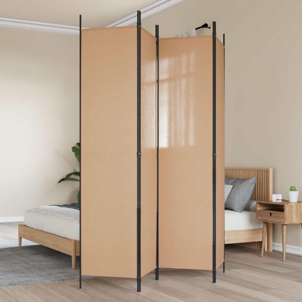 ARDEBO.de - 4-teiliger Raumteiler Beige 200 x 220 cm Stoff