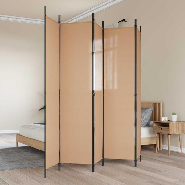 ARDEBO.de - 5-teiliger Raumteiler Beige 250 x 220 cm Stoff