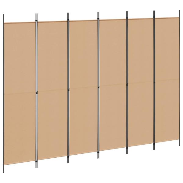 6-teiliger Raumtrenner Beige 300 x 220 cm Stoff