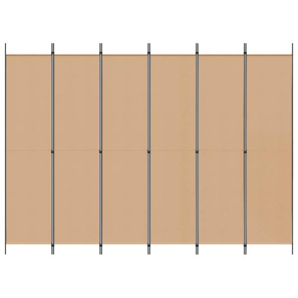 6-teiliger Raumtrenner Beige 300 x 220 cm Stoff