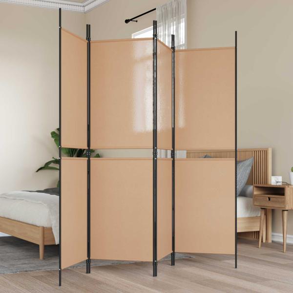 ARDEBO.de - 4-teiliger Raumteiler Beige 200 x 180 cm Stoff