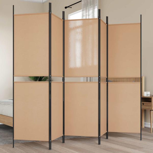 ARDEBO.de - 5-teiliger Raumteiler Beige 250 x 180 cm Stoff