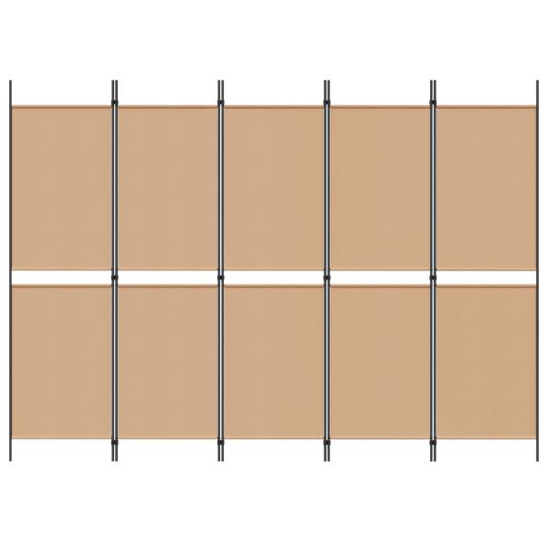 5-teiliger Raumteiler Beige 250 x 180 cm Stoff