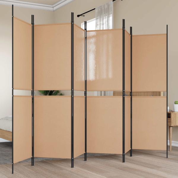 ARDEBO.de - 6-teiliger Raumtrenner Beige 300 x 180 cm Stoff