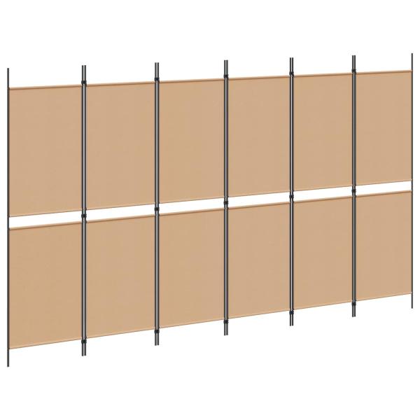 6-teiliger Raumtrenner Beige 300 x 180 cm Stoff