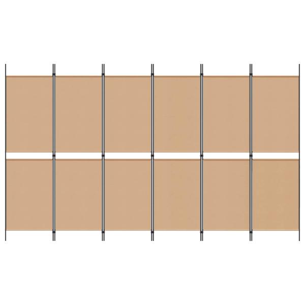 6-teiliger Raumtrenner Beige 300 x 180 cm Stoff